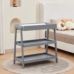 Portable Baby Changing Table with 2-Tier Storage Shelves & Included Changing Pad ¨C Compact Diaper Station for Newborns and Infants - 1 of 4