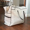 MightyStor Storage Tote Bag, Large, Extra-Durable PE Canvas with 4 Handles, Tear Resistant, Strong Zipper, White and Black - 2 of 3