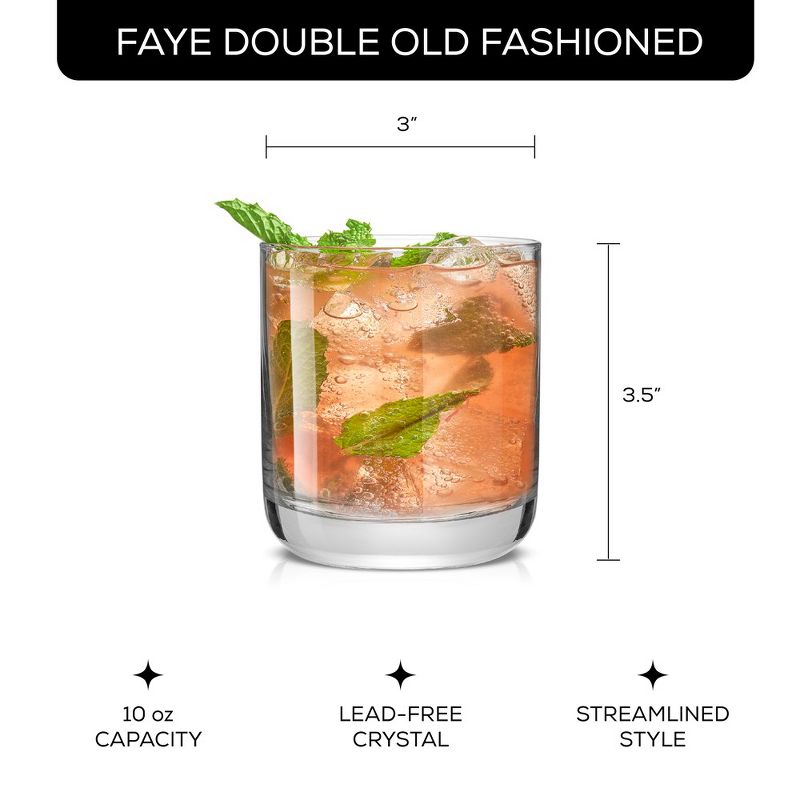 JoyJolt Faye Lead-Free Crystal Drinking Glasses - Set of 6 Glass Tumbler with Heavy Base 10 oz., 4 of 8