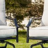 3pc Striped Steel Frame Patio Seating Sets Cream - Lokatse: Outdoor Conversation Set with Rocking Chairs & Accent Table - 3 of 4