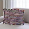 HomeRoots Set of Two Pink Striped Rayon Throw Pillow With Ruffle - 2 of 4