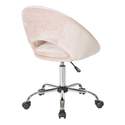 Blush Chrome Adjustable Swivel Office Chair with Padded Seat