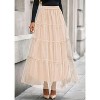 Tulle Skirts for Women 2025 Fall Fashion Elastic High Waisted Fairy Tiered Flowy A-Line Casual Maxi Long Skirt Beige - 2 of 4