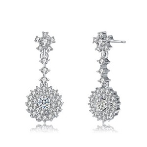 Guili Elegant White Gold Plated Cubic Zirconia Dangle Earrings, A Graceful & Timeless Jewelry Piece That Adds Sparkle to Any Ensemble - 1 of 3