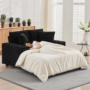 Oversized Chaise Lounge Chair Indoor, Comfy Corduroy Lounge Sofa with Charging Station,Cup Holders & Throw Pillows,Cozy Sleeper Couch for  Apartments - 1 of 4