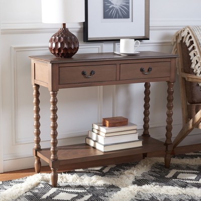 Athena Farmhouse 40" Brown Wood Console Table with Storage