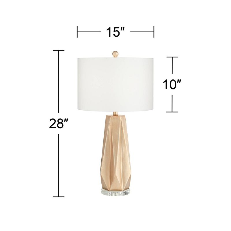 Possini Euro Design Bravo Modern Table Lamp 28" Tall Champagne Diamond Cut White Drum Shade for Bedroom Living Room Bedside Nightstand Office Kids, 4 of 10