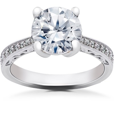Pompeii3 1 5/8 ct Lab Created Eco Friendly Diamond Vintage Engagement Ring 14k White Gold - Size 5