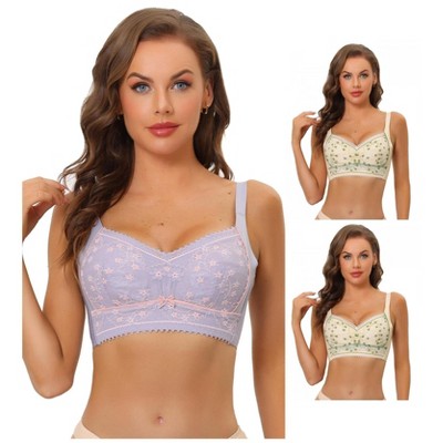 INSPIRE CHIC Women's Wirefree U Back Adjustable Straps Lace Full Coverage Padded Minimizer Bras Beige 36C