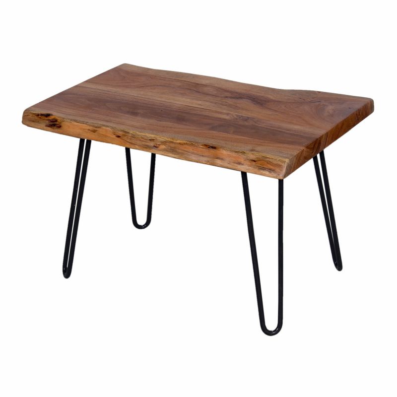Alaterre Furniture 20" Hairpin Natural Brown Live Edge End Table Metal And Wood, 3 of 12