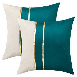 REGALWOVEN Velvet Soft Decorative Square Patchwork Throw Pillow Covers  2 Pcs - 1 of 4
