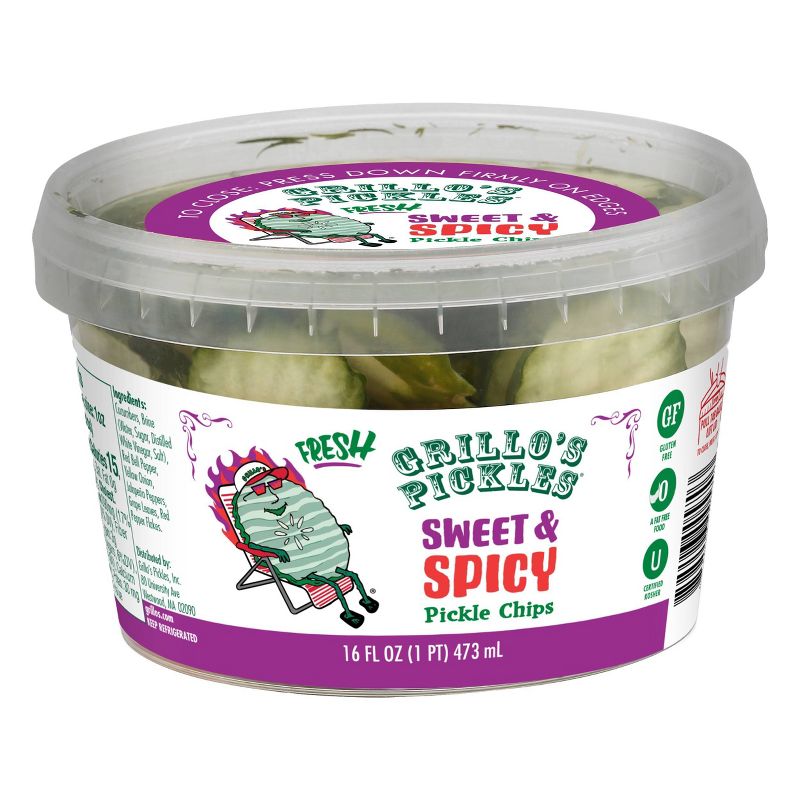 Grillo&#39;s Sweet &#38; Spicy Pickle Chips - 16 fl oz, 1 of 8