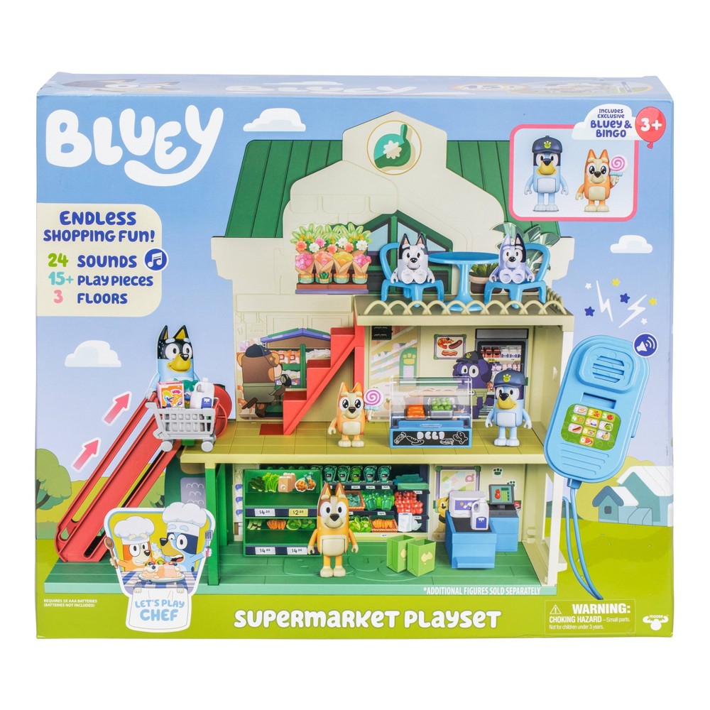 Bluey Let's Play Chef Supermarket Playset - 22pk