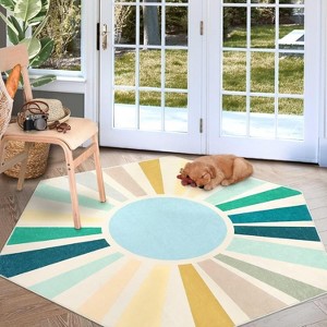 Coucheta Area Rug Machine Washable Non-Slip Modern Minimalist Accent Carpet for Living Room Bedroom Entryway,Multi-Color & Size - 1 of 4
