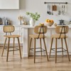 Bekrvio 26" Mid Century Modern Counter Height Bar Stools - Rattan Cane Back, Wood, PU Leather Upholstered for Kitchen Island Dining - 3 of 4