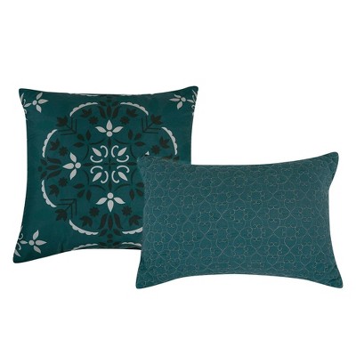 Home Mart Goods Queen Size 9 Piece Bed-in-a-Bag Teal Green Floral Solid Soft Bedding Comforter Set — фото 6
