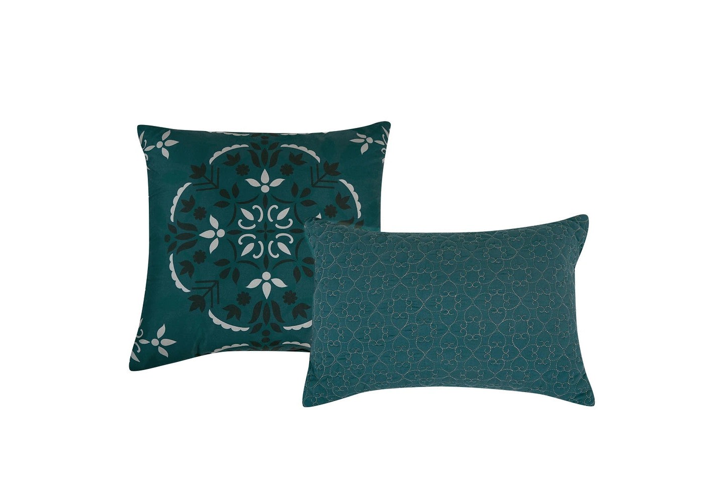Постельное бельё Home Mart Goods Queen Size 9 Piece Bed-in-a-Bag Teal Green Floral Solid Soft Bedding Comforter Set, цвет: Бирюзовый — фото 6
