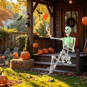 Costway Halloween Skeleton Life Size Realistic Full Body Hanging with Movable Joints - 1 of 4