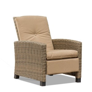 CLIHOME Wicker Woven Steel Frame Reclining Patio Chair,Indoor & Outdoor All-Weather Recliner - 1 of 4