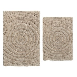 Knightsbridge Stylish And Comfortable Traditional Echo Design 2 PC Cotton Bath Rug Set 20"x30" & 24"x40" Natural - 1 of 4
