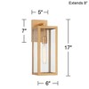 John Timberland Titan Modern Outdoor Wall Light Fixtures Set of 2 Soft Gold Rectangular Frame 17" Clear Glass for Post Exterior Barn - 4 of 4