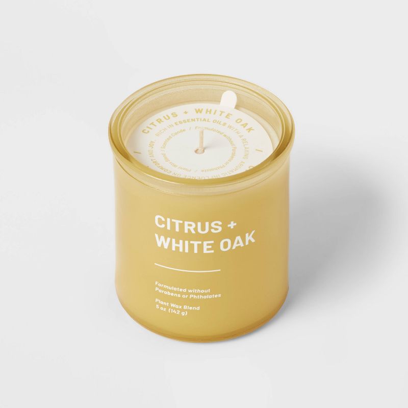 Tinted Glass Citrus + White Oak Jar Candle Light Yellow - Threshold™, 1 of 8