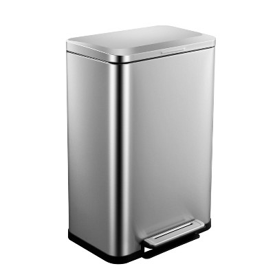 Stainless Steel 50 Liter/13 Gallon Trash Can, Fingerprint-Resistant Rectangular Kitchen Trash Can