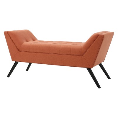 Madrid Orange Tufted Fabric Ottoman Bench