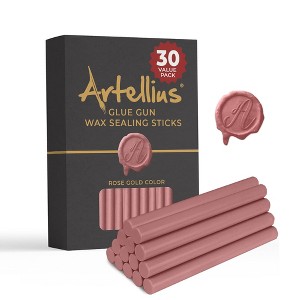 Artellius Premium Sealing Wax Sticks (Bulk 30 Pack) Wax Seal Glue Gun Sticks, Envelope Seal Wax for Stamp Seals - Rose Gold - 1 of 4