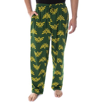 Seven Times Six Nintendo Men's The Legend of Zelda Hyrule Crest Soft Touch Cotton Pajama Pants Green