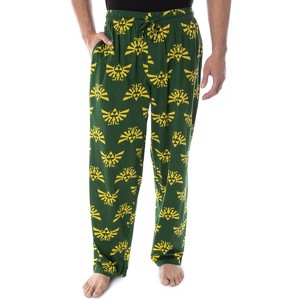 Seven Times Six Nintendo Men's The Legend of Zelda Hyrule Crest Soft Touch Cotton Pajama Pants Green - 1 of 4