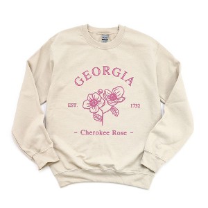 Simply Sage Market Women's Graphic Sweatshirt Embroidered Georgia Cherokee Rose - PINK - 1 of 4