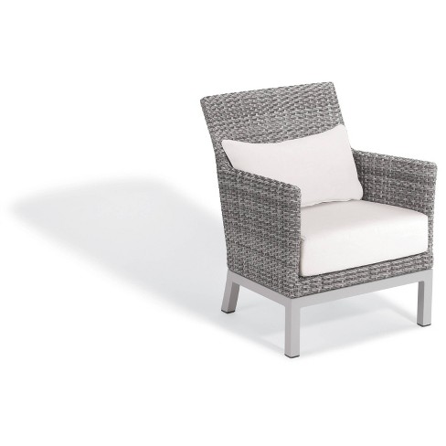 Argento Outdoor Resin Wicker Club Chair With Cushions & Lumbar Pillow