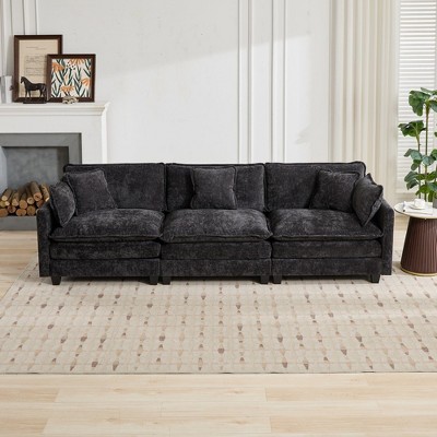 PAGED Cloud Sofa Comfy Double Layer Upholstered Couch with Breathable Chenille Fabric, 1-Seater Sofa for Living Room, Ottoman Not Included