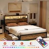 WOWLIVE Twin/Queen/Full/King Size Bed Frame with Storage Headboard, Platform Bed with Drawers & Charging Station, HB06 - 3 of 4