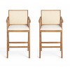 27" Mid-Century Cane Back Counter Bar Stool Set of 2 with Fabric Upholstered Seat & Rubberwood Frame for Kitchen Island or Bar-Baofuwish - 3 of 4