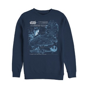 Men's Star Wars The Last Jedi Millennium Falcon Plans Sweatshirt - 1 of 3