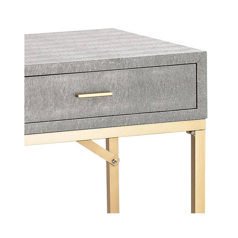 55 Downing Street Sands Point Modern Metal Rectangular Desk 42" x 21" with 2-Drawer Gold Gray Wood Tabletop for Living Room Bedroom Bedside Entryway, 3 of 8