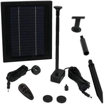 Sunnydaze Outdoor Solar Powered Water Pump and Panel Bird Bath Fountain Kit with Battery Pack and Remote Control - 105 GPH - 47"