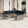 vidaXL 14 Piece Patio Sofa Set with Cushions Gray and Blue Poly Rattan - 2 of 4