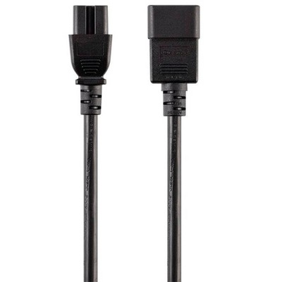 Monoprice 3-Prong Power Cord - 1 Feet - Black | IEC 60320 C20 to IEC 60320 C15, 14AWG, 15A, For Network Hardware or Other High-Temperature Equipment