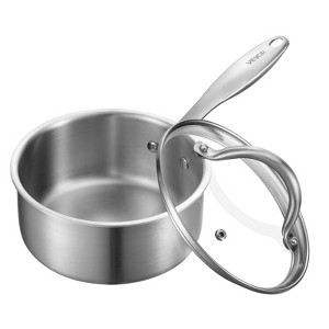 VEVOR 1.5 QT Saucepan, Stainless Steel Saucepan with Glass Lid, Multipurpose Nonstick Stainless Steel Small Cooking Sauce Pot, Silver - 1 of 4