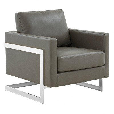 Lincoln Leather Accent Chair with Chrome Steel Frame
