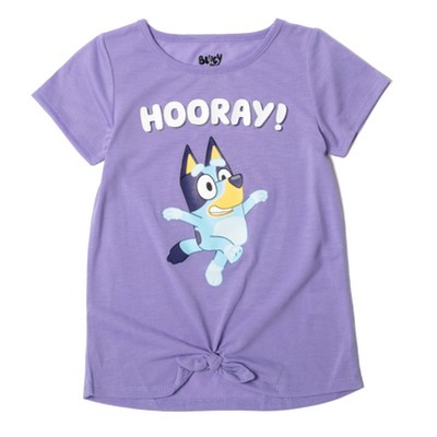 Bluey Little Girls Knotted Graphic T-shirt Purple 7-8 : Target