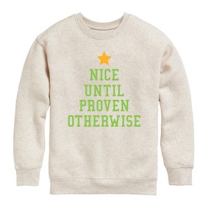 Boys' - Instant Message - Nice Until Proven Otherwise Graphic Long Sleeve Fleece Sweatshirt - 1 of 4