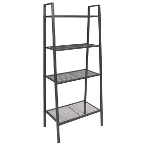 vidaXL Freestanding Ladder Bookcase with 4 Mesh Metal Shelves, Anthracite - Compact, Easy to Maintain - 1 of 4
