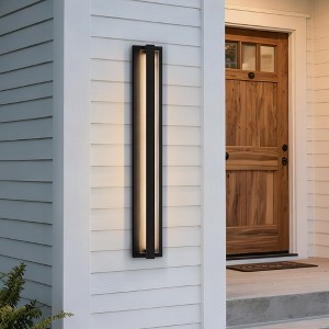 LamQee Modern Outdoor Wall Light Exterior Lighting Fixtures with Textured Glass, 2900K Integrated LED Outdoor Wall Mounted Sconces Wall Lighting - 1 of 4