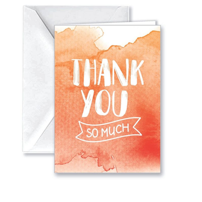 Paper Frenzy Watercolor Appreciation Thank You Note Cards & White Envelopes - 25 pack, 3 of 7