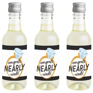 Big Dot of Happiness Just Engaged - Black and White - Mini Wine and Champagne Bottle Label Stickers - Engagement Favor Gift for Women and Men - 16 Ct - 1 of 4