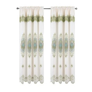 RT Designer Collection Betsy Macrame Rod Pocket Curtain Panel 52" x 84" Sage - 1 of 4